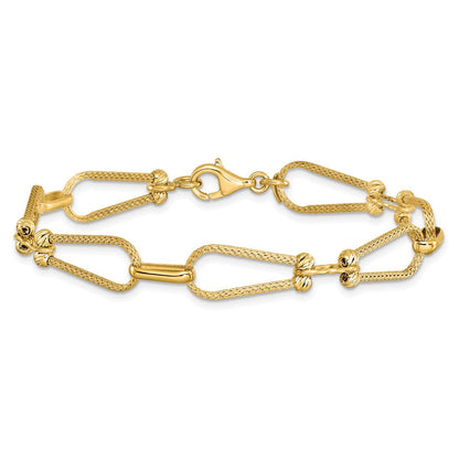 14K Gelbgold Diamant Schliff und Strukturiert Fantasieglieder Armband
