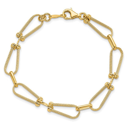 14K Gelbgold Diamant Schliff und Strukturiert Fantasieglieder Armband
