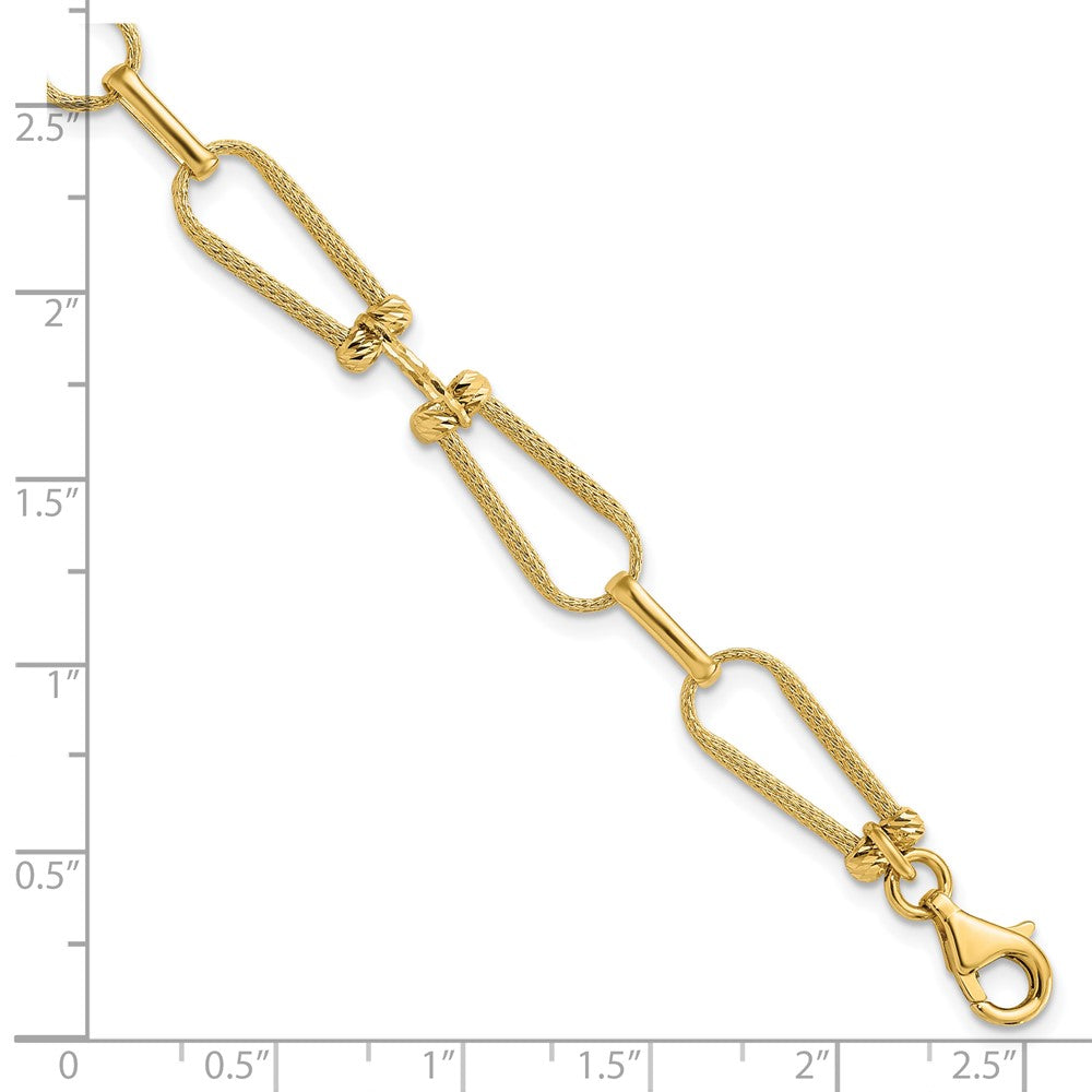 14K Gelbgold Diamant Schliff und Strukturiert Fantasieglieder Armband