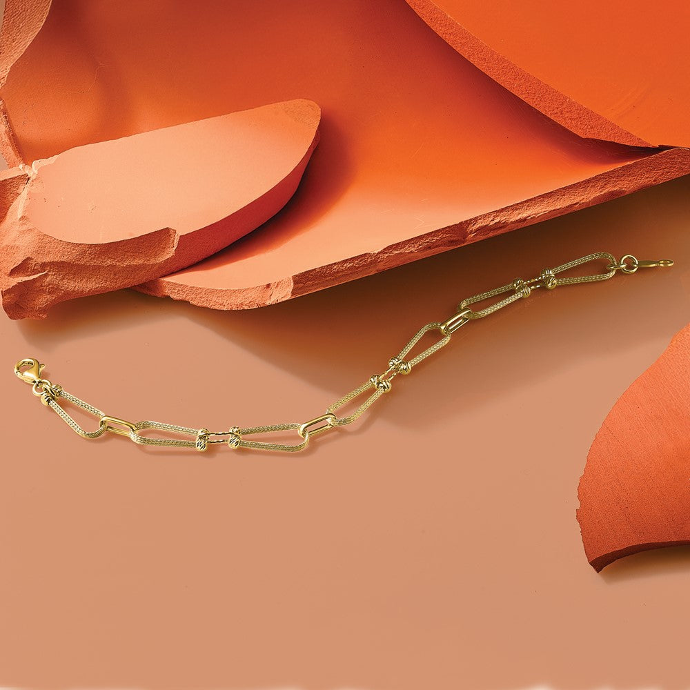 14K Gelbgold Diamant Schliff und Strukturiert Fantasieglieder Armband