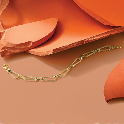 14K Gelbgold Diamant Schliff und Strukturiert Fantasieglieder Armband