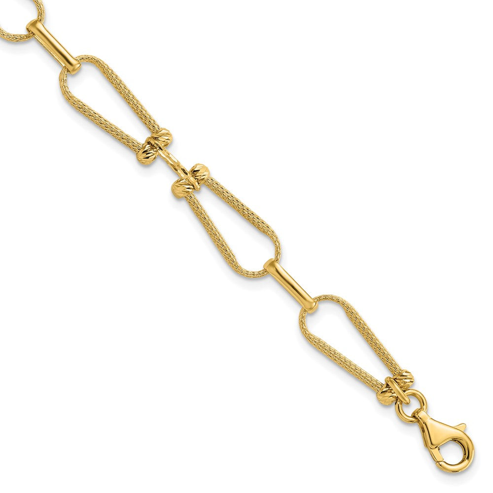 14K Gelbgold Diamant Schliff und Strukturiert Fantasieglieder Armband