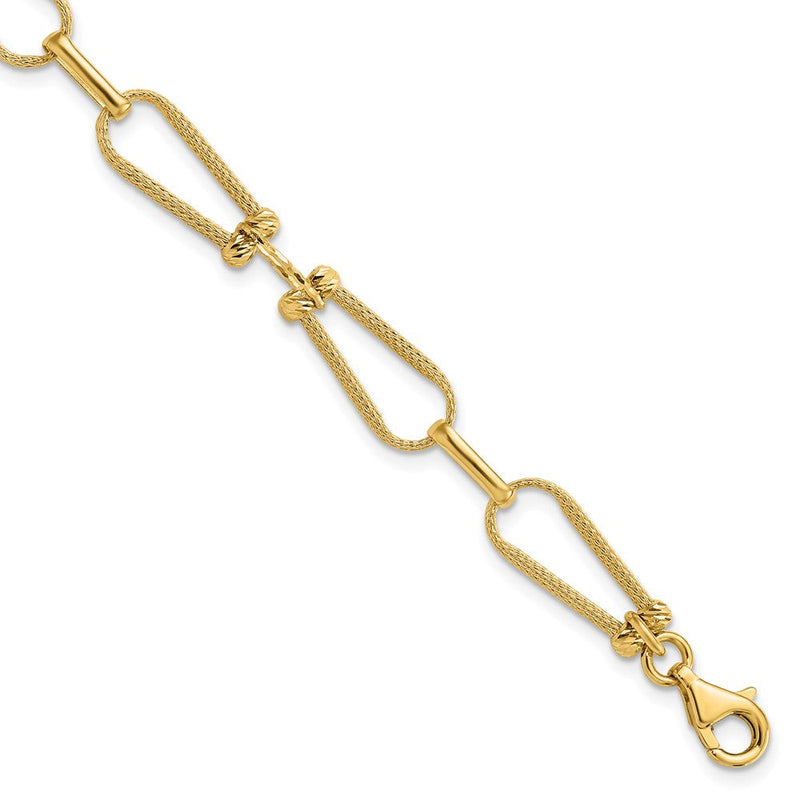 14K Gelbgold Diamant Schliff und Strukturiert Fantasieglieder Armband