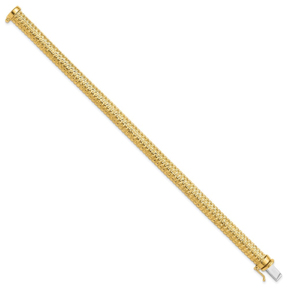14K Gelbgold Poliert und Diamantiert Gewölbt Armband