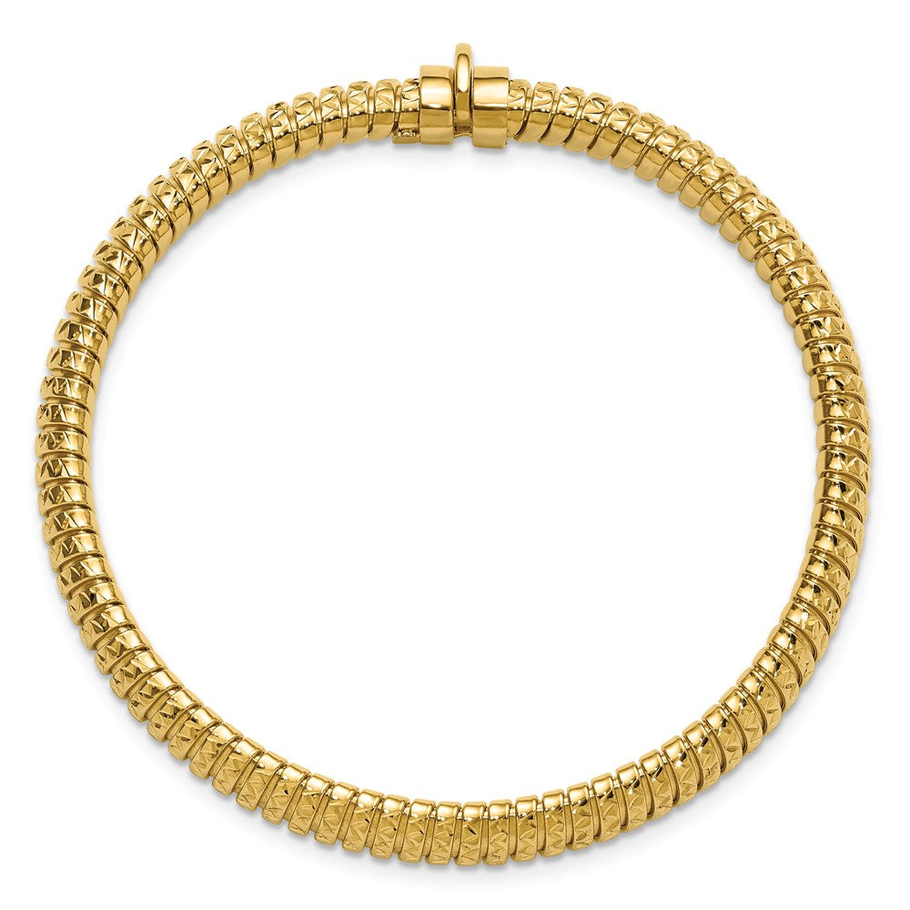 14K Gelbgold Poliert und Diamantiert Gewölbt Armband