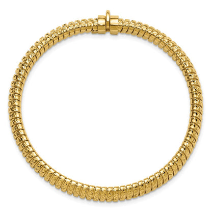 14K Gelbgold Poliert und Diamantiert Gewölbt Armband