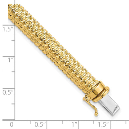 14K Gelbgold Poliert und Diamantiert Gewölbt Armband