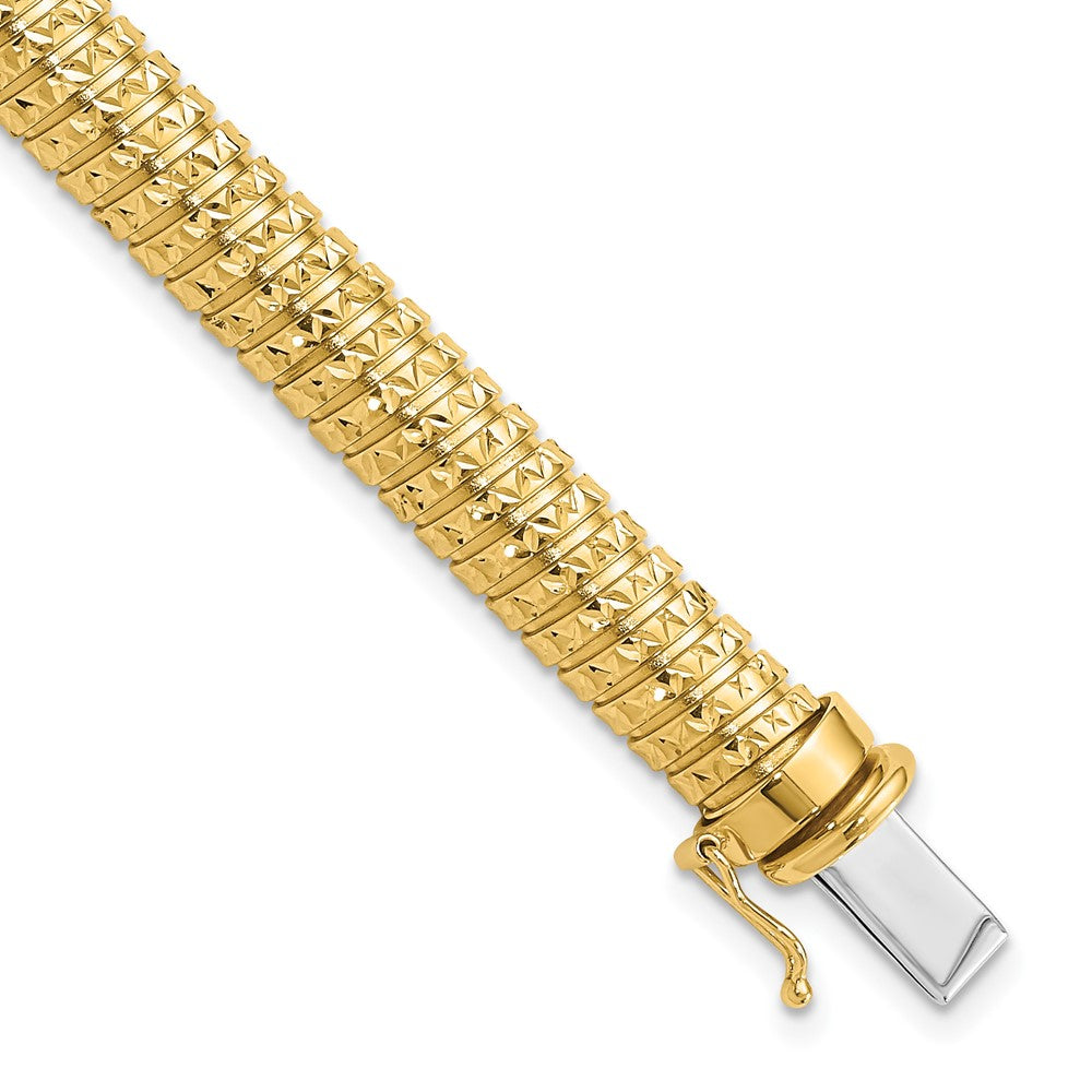 14K Gelbgold Poliert und Diamantiert Gewölbt Armband