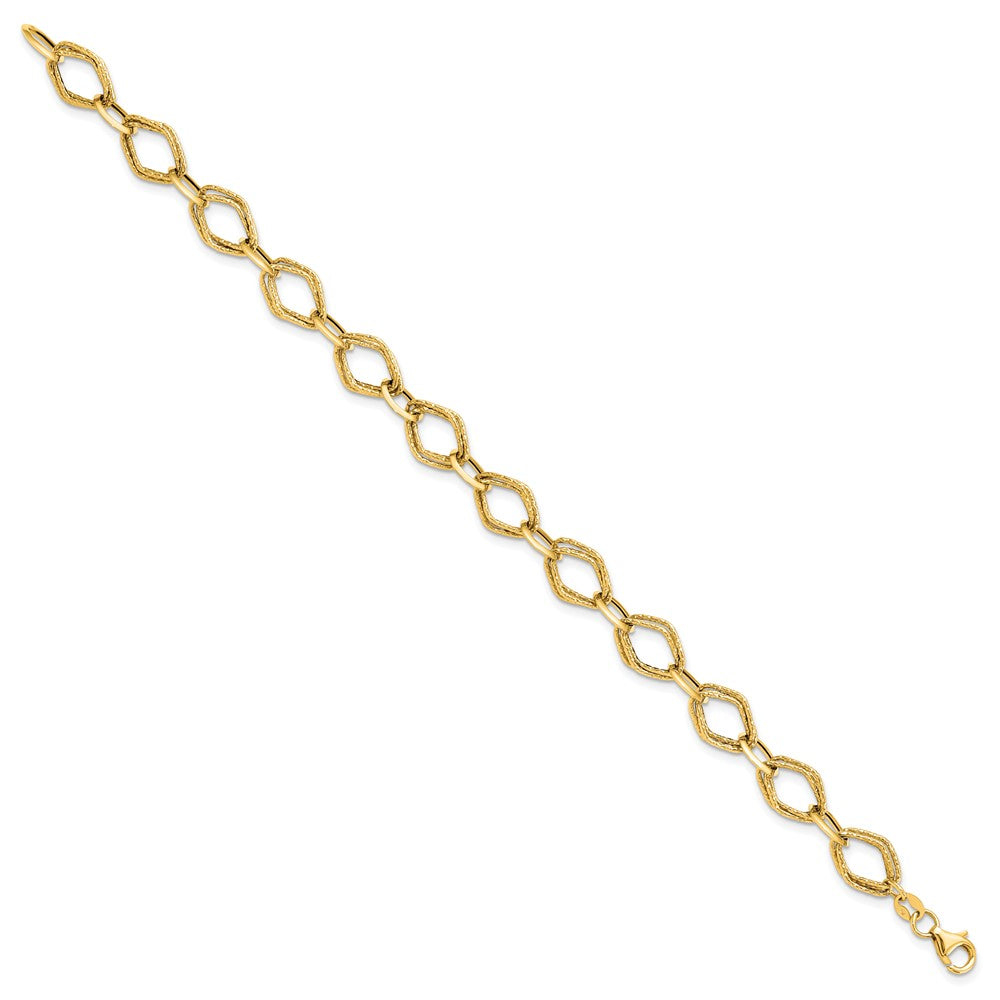 7.5 Zoll 14K Poliert und Strukturiert Fantasieglieder Armband