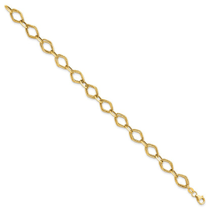 7.5 Zoll 14K Poliert und Strukturiert Fantasieglieder Armband