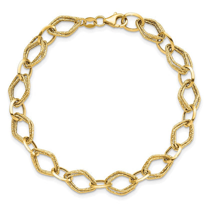 7.5 Zoll 14K Poliert und Strukturiert Fantasieglieder Armband