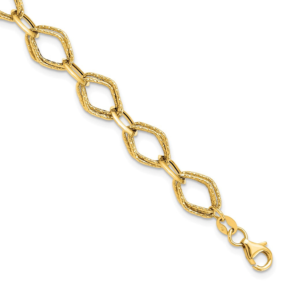 7.5 Zoll 14K Poliert und Strukturiert Fantasieglieder Armband