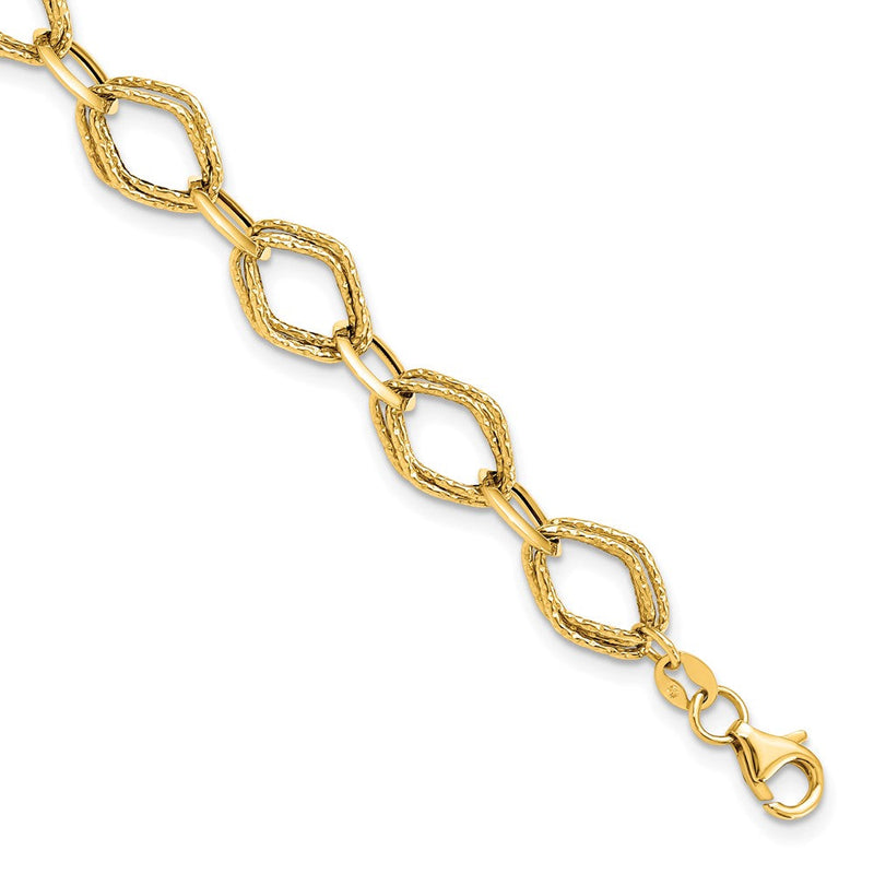 7.5 Zoll 14K Poliert und Strukturiert Fantasieglieder Armband