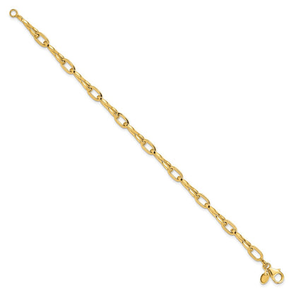 14K Gelbgold Poliert Fantasieglieder Armband