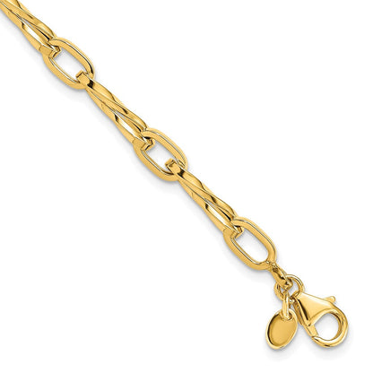 14K Gelbgold Poliert Fantasieglieder Armband