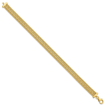 14K Gelbgold Poliert und Strukturiert Geflochten Armband