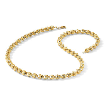 14K Gelbgold Diamantiert Fantasieglieder Halskette