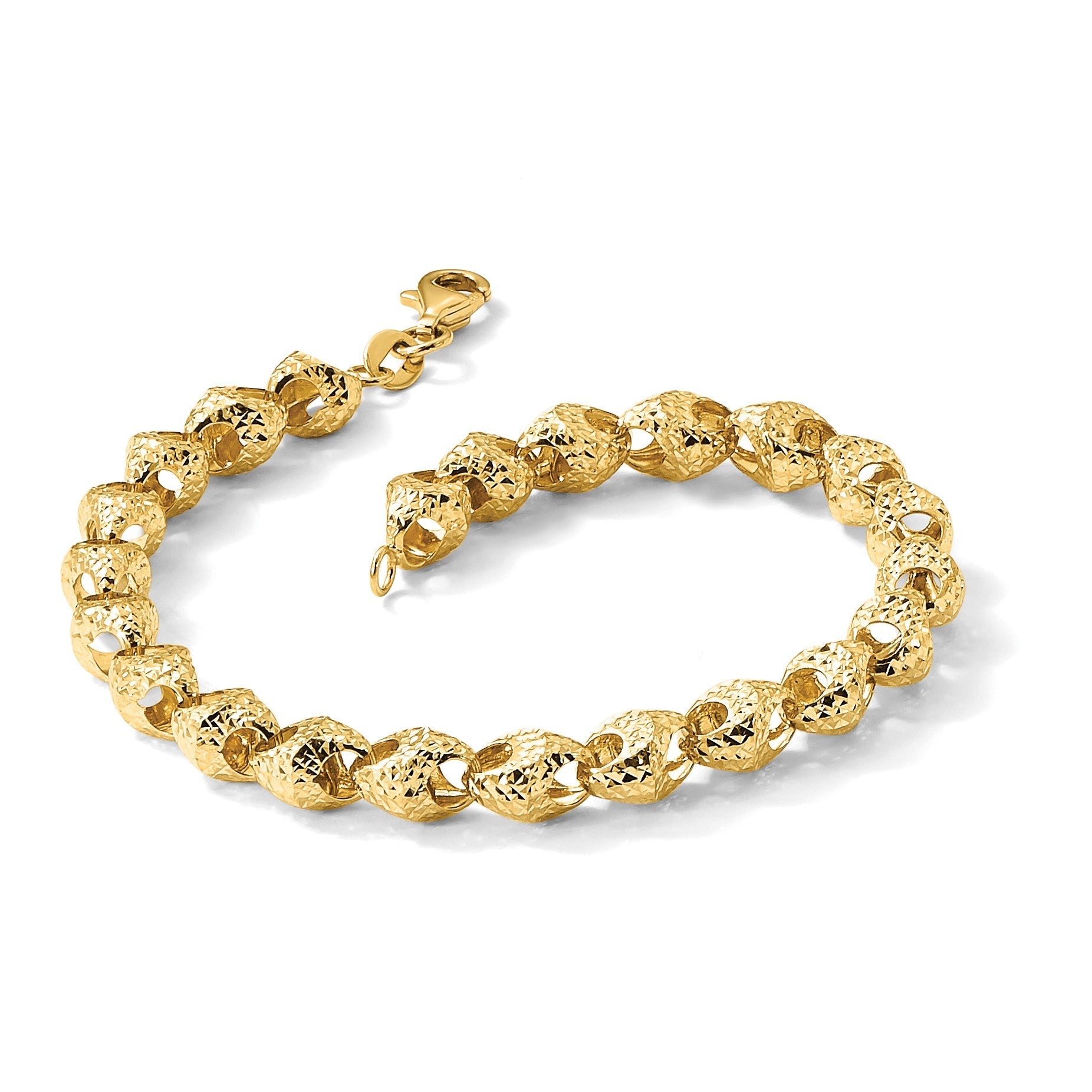 14K Gelbgold Diamantiert Fantasieglieder Armband
