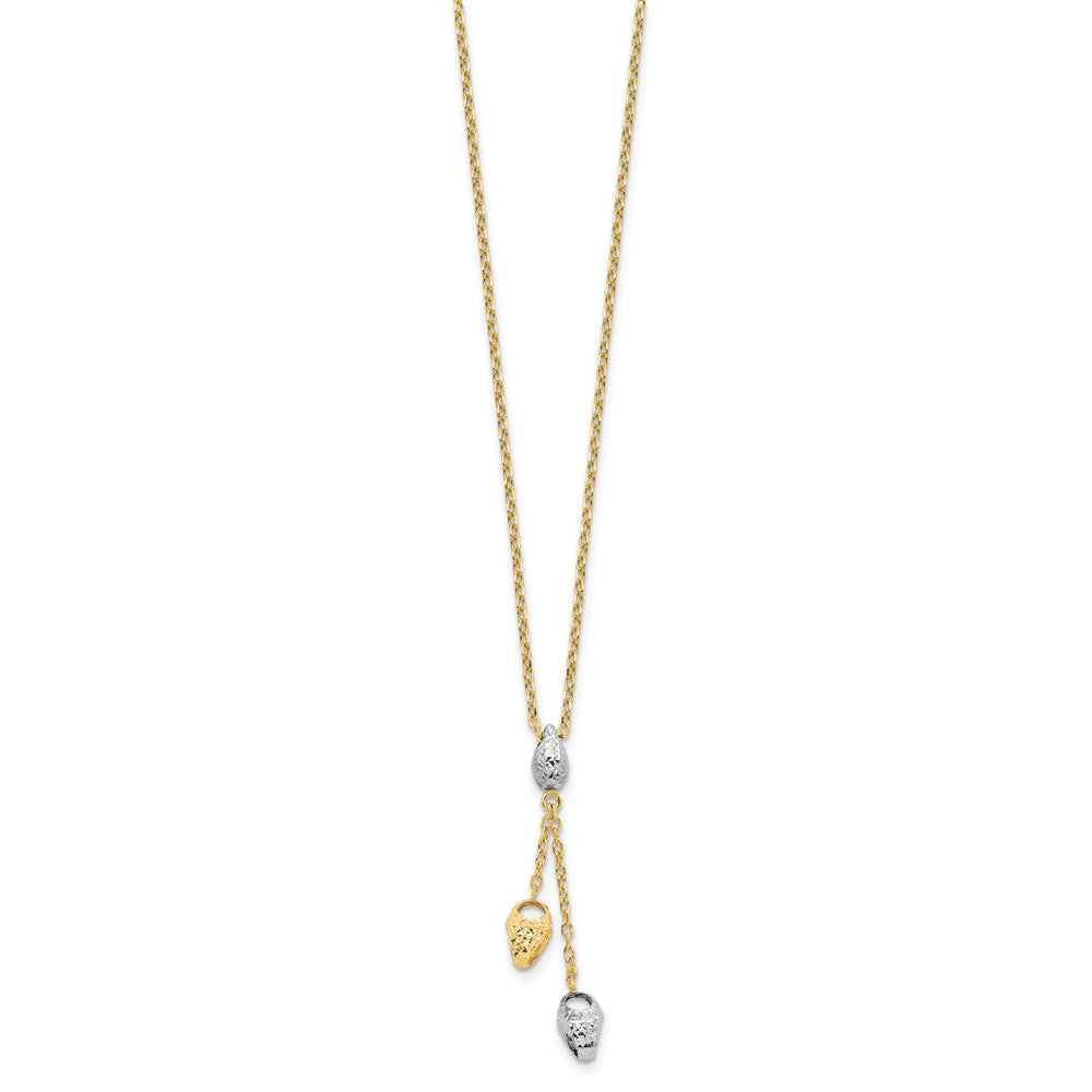 14K Bicolor Diamantiert Perlen Tropfen Halskette