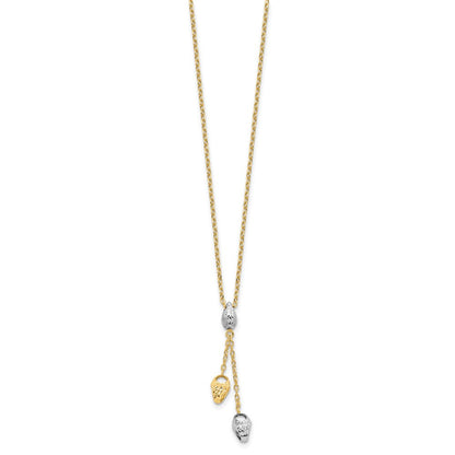 14K Bicolor Diamantiert Perlen Tropfen Halskette