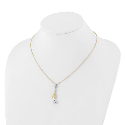 14K Bicolor Diamantiert Perlen Tropfen Halskette