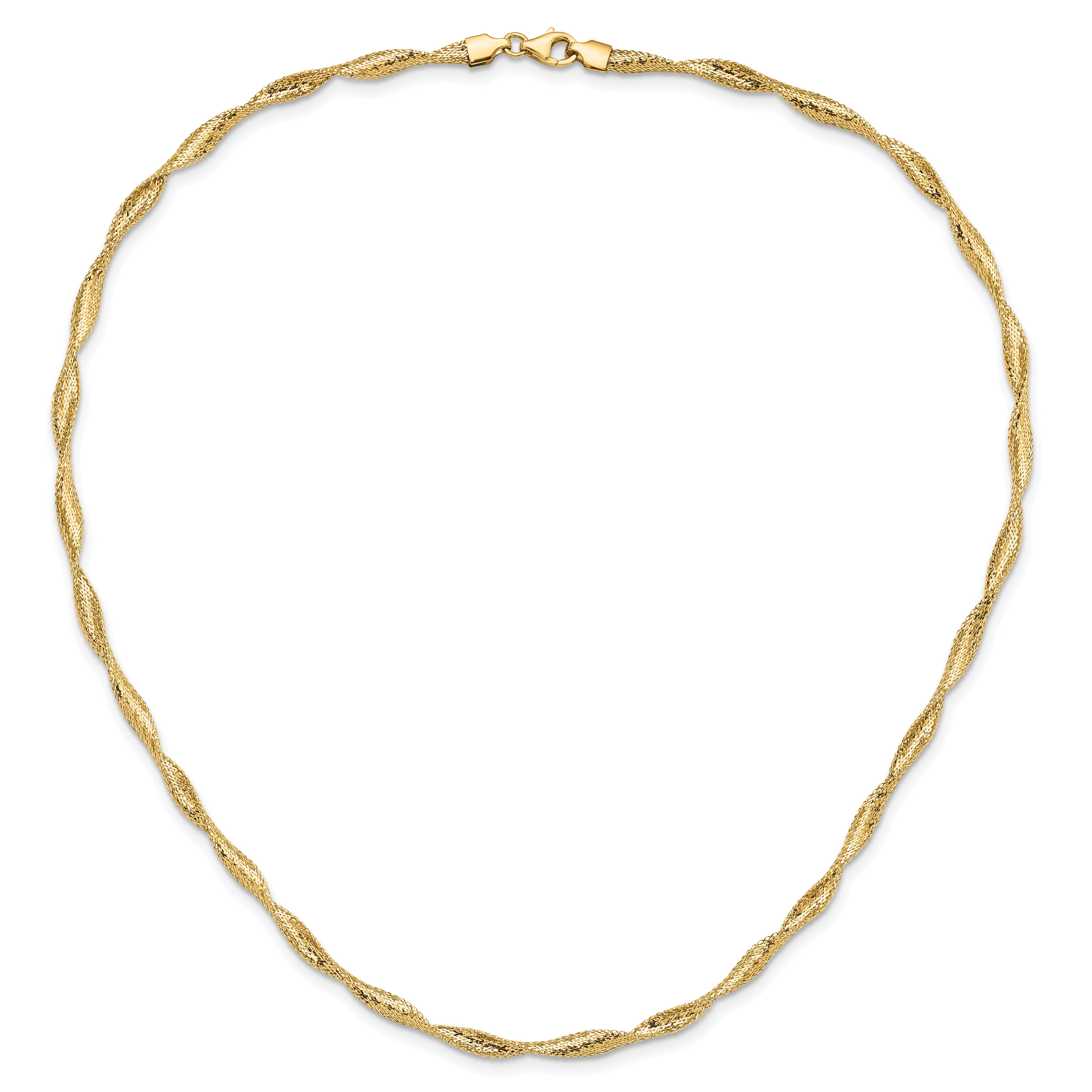 14K Gelbgold Poliert Gedreht Dehnbar Halskette