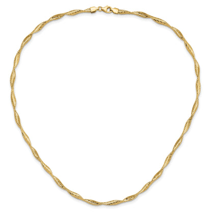14K Gelbgold Poliert Gedreht Dehnbar Halskette