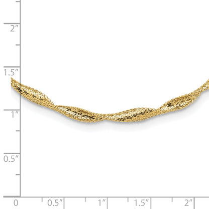 14K Gelbgold Poliert Gedreht Dehnbar Halskette