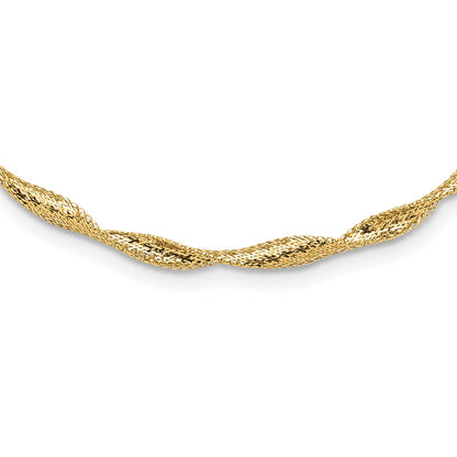 14K Gelbgold Poliert Gedreht Dehnbar Halskette