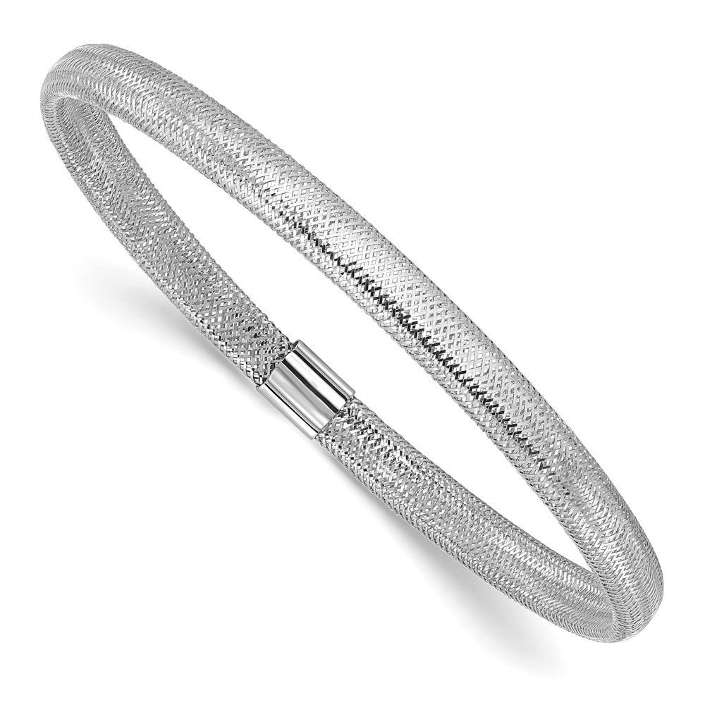 14K Gelb & Rhodium mit Weiß Beschichtung Poliert Dehnbar Armband