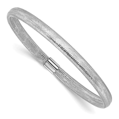 14K Gelb & Rhodium mit Weiß Beschichtung Poliert Dehnbar Armband