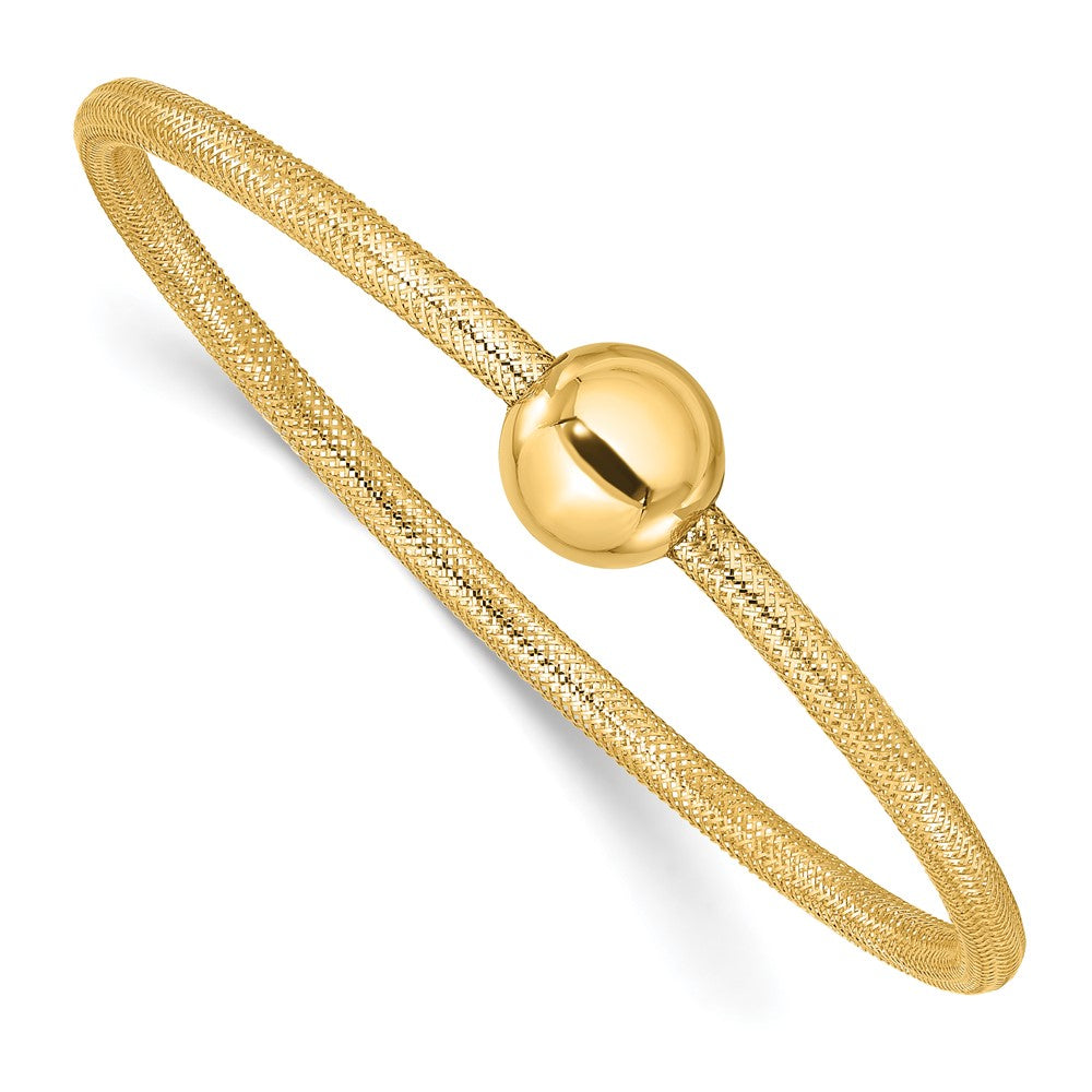 14K Gelbgold Poliert mit Perle Dehnbar Armband