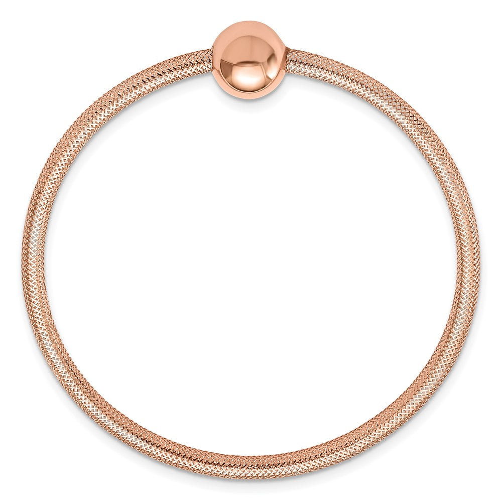 14K Gelbgold Rose Beschichtung Poliert mit Perle Dehnbar Armband