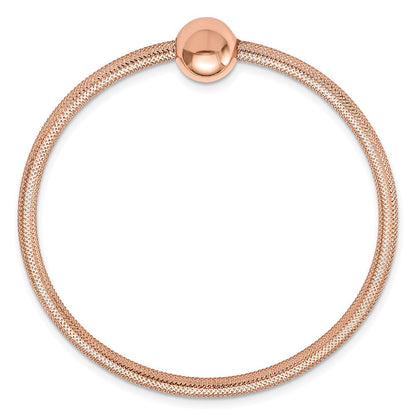 14K Gelbgold Rose Beschichtung Poliert mit Perle Dehnbar Armband