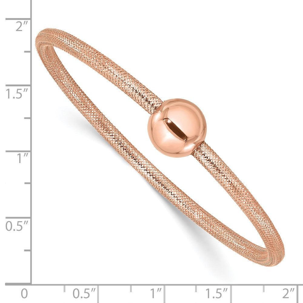 14K Gelbgold Rose Beschichtung Poliert mit Perle Dehnbar Armband