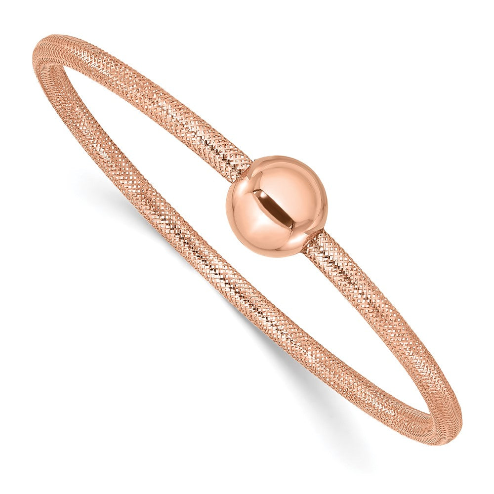 14K Gelbgold Rose Beschichtung Poliert mit Perle Dehnbar Armband