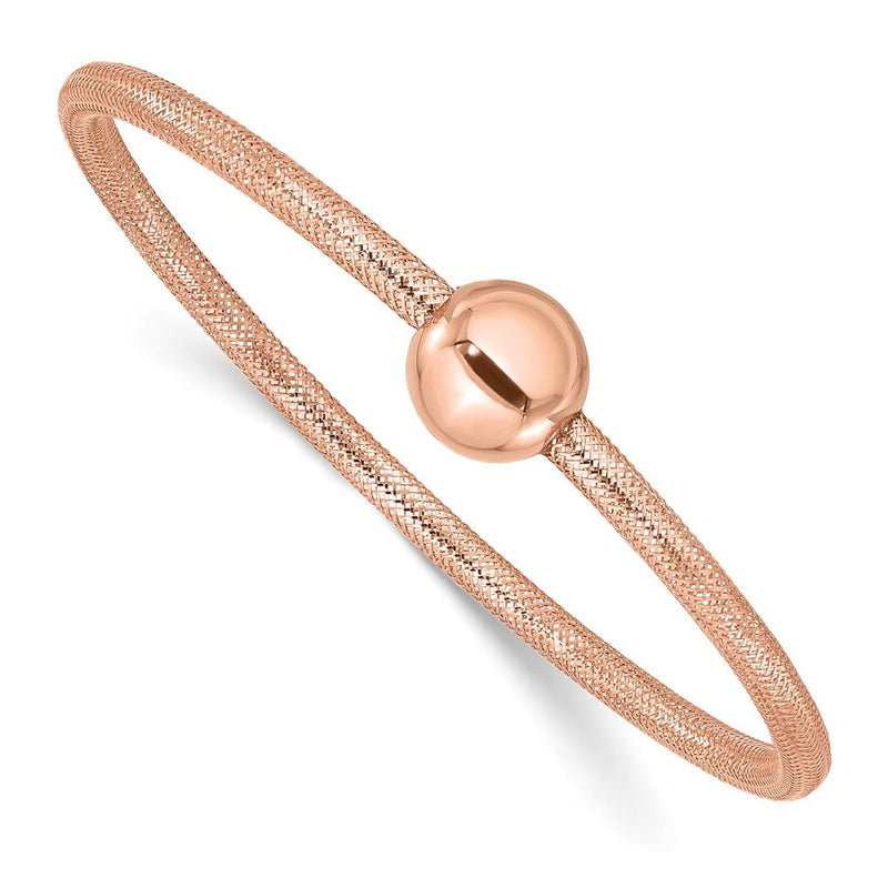 14K Gelbgold Rose Beschichtung Poliert mit Perle Dehnbar Armband