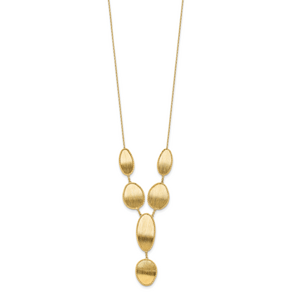 14K Gelbgold Gebürstet und Diamantiert Y Tropfen mit 2 in Verlängerung. Halskette