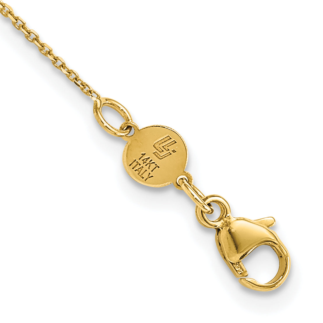 14K Gelbgold Gebürstet und Diamantiert Y Tropfen mit 2 in Verlängerung. Halskette