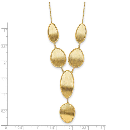 14K Gelbgold Gebürstet und Diamantiert Y Tropfen mit 2 in Verlängerung. Halskette