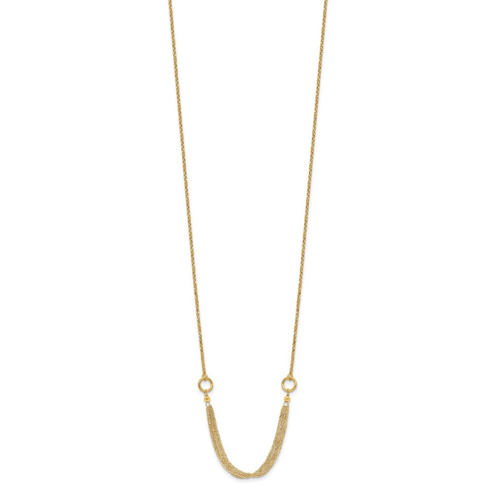 14K Gelbgold Diamantiert Multi Strang Akzente mit 1 Zoll. Verlängerung. Halskette