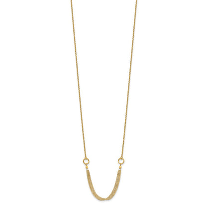 14K Gelbgold Diamantiert Multi Strang Akzente mit 1 Zoll. Verlängerung. Halskette