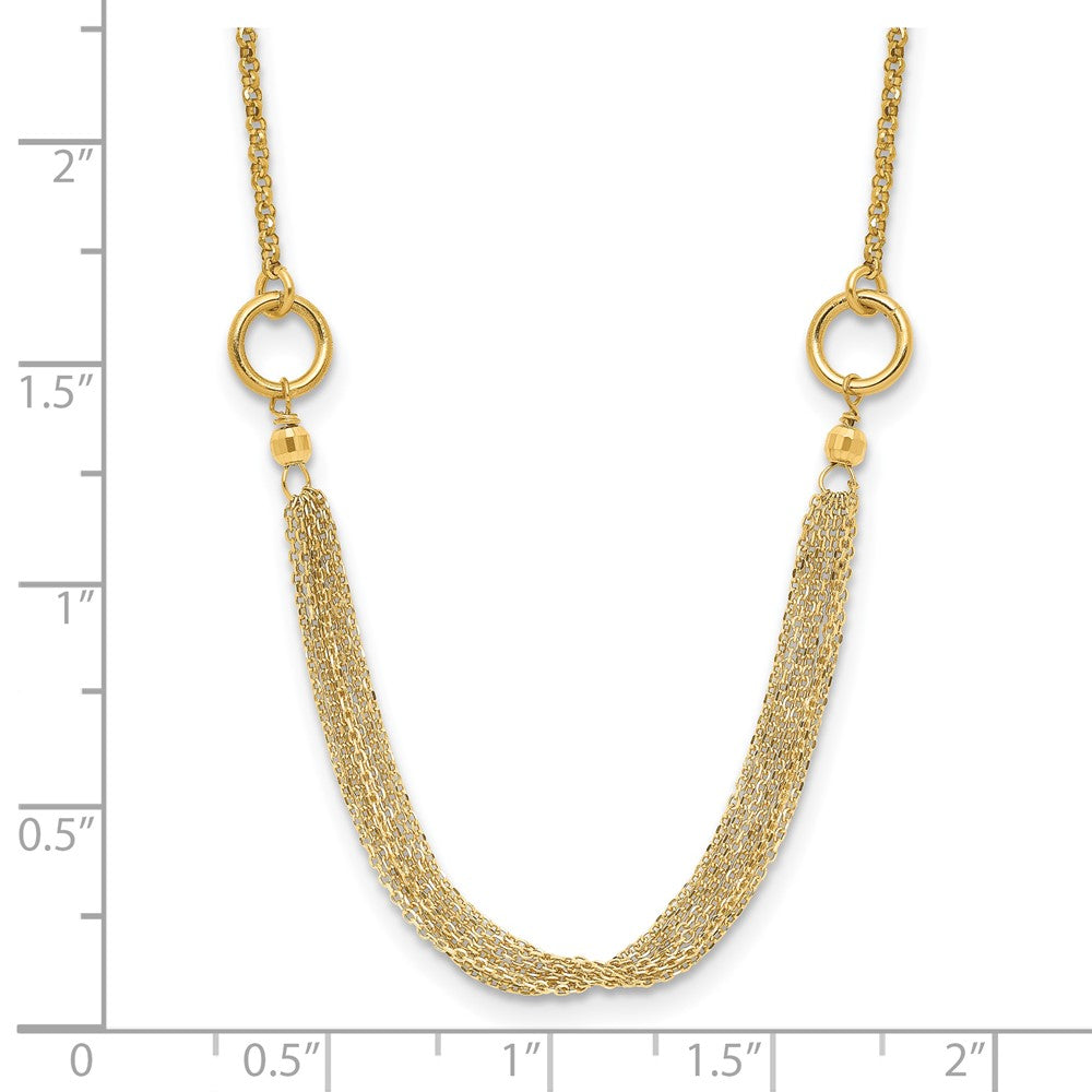 14K Gelbgold Diamantiert Multi Strang Akzente mit 1 Zoll. Verlängerung. Halskette
