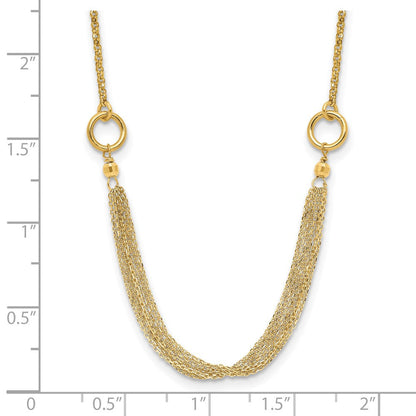 14K Gelbgold Diamantiert Multi Strang Akzente mit 1 Zoll. Verlängerung. Halskette