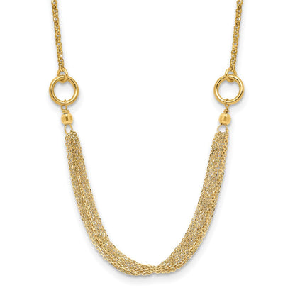 14K Gelbgold Diamantiert Multi Strang Akzente mit 1 Zoll. Verlängerung. Halskette