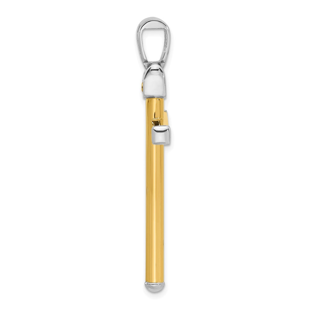 14K Bicolor Poliert Kreuz Anhänger