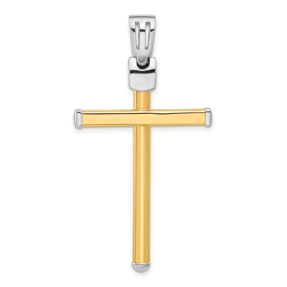 14K Bicolor Poliert Kreuz Anhänger