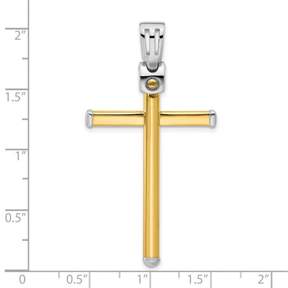 14K Bicolor Poliert Kreuz Anhänger