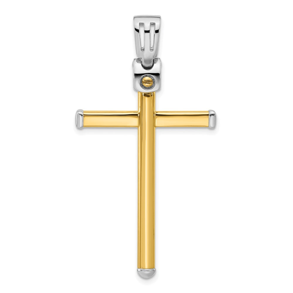 14K Bicolor Poliert Kreuz Anhänger