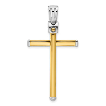 14K Bicolor Poliert Kreuz Anhänger